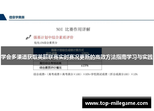 学会多渠道获取英超联赛实时赛况更新的高效方法指南学习与实践